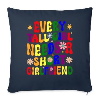 Filles lesbiennes LGBTQ - Housse de coussin décorative 45 x 45 cm - bleu marine - Devant