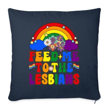 Groovy Lesbienne Pride LGBTQ - Housse de coussin décorative 45 x 45 cm - bleu marine - Devant