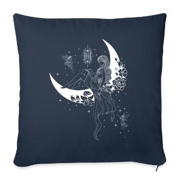 Fairycore Lune Fée Ailes Fée Croissant de Lune - Housse de coussin décorative 45 x 45 cm - bleu marine - Devant