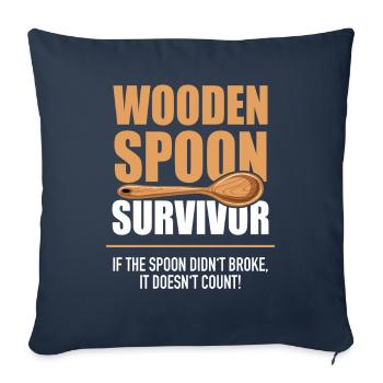 Wooden Spoon Survivor Didn't Broke Doesn't Count - Sofa pillowcase 17,3'' x 17,3'' (45 x 45 cm) - navy - Front