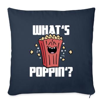 Qu’est-ce que Poppin, Soirée cinéma, Soirée cinéma, Popcorn - Housse de coussin décorative 45 x 45 cm - bleu marine - Devant