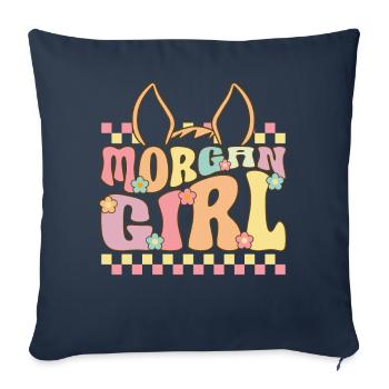 Horse Girl Femme Cavalier D’équitation - Housse de coussin décorative 45 x 45 cm - bleu marine - Devant