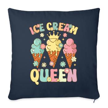Groovy Ice Cream Girl Cornet de crème glacée - Housse de coussin décorative 45 x 45 cm - bleu marine - Devant