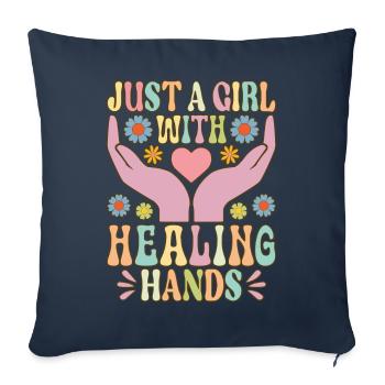 Massothérapeute Fille - Housse de coussin décorative 45 x 45 cm - bleu marine - Devant