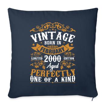 Cadeau D'anniversaire Février 2000 Vintage 24e - Housse de coussin décorative 45 x 45 cm - bleu marine - Devant