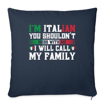 Mess italien avec moi appeler mon cadeau de famille - Housse de coussin décorative 45 x 45 cm - bleu marine - Devant