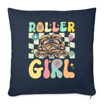 Groovy Roller Skating Girl Female Roller Skating - Sofa pillowcase 17,3'' x 17,3'' (45 x 45 cm) - navy - Front