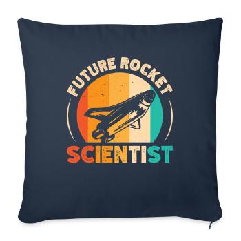 Futur scientifique de fusée Rétro Ingénieur aérospatial - Housse de coussin décorative 45 x 45 cm - bleu marine - Devant