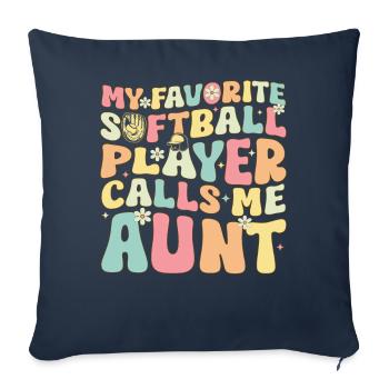 Tante de softball - Housse de coussin décorative 45 x 45 cm - bleu marine - Devant