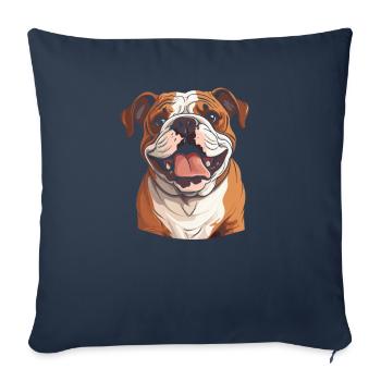 Bouledogue - Housse de coussin décorative 45 x 45 cm - bleu marine - Devant