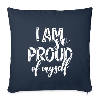 Je suis tellement fière de moi Spruch Anerkennung - Housse de coussin décorative 45 x 45 cm - bleu marine - Devant
