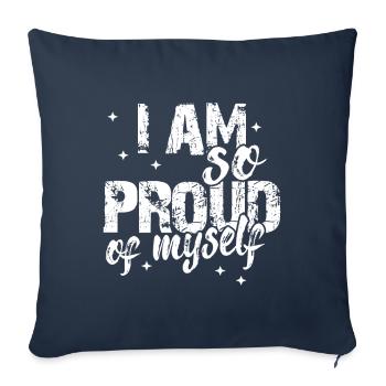 Je suis tellement fière de moi Spruch Anerkennung - Housse de coussin décorative 45 x 45 cm - bleu marine - Devant
