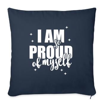 Je suis tellement fière de moi Spruch Anerkennung - Housse de coussin décorative 45 x 45 cm - bleu marine - Devant