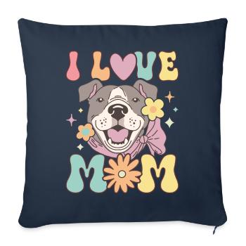 Groovy Pitbull Maman Amoureuse des chiens - Housse de coussin décorative 45 x 45 cm - bleu marine - Devant