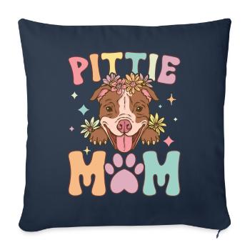 Groovy Pitbull Maman Amoureuse des chiens - Housse de coussin décorative 45 x 45 cm - bleu marine - Devant