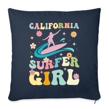 Groovy Surfing Fille Surfeuse - Housse de coussin décorative 45 x 45 cm - bleu marine - Devant