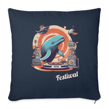 Festiwal Whale Party Festival EDM Musique - Housse de coussin décorative 45 x 45 cm - bleu marine - Devant
