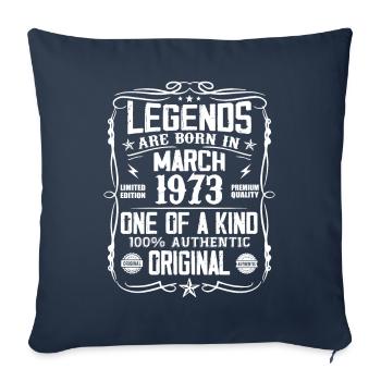 March 1973 Vintage 51 Year Anniversary Gift - Sofa pillowcase 17,3'' x 17,3'' (45 x 45 cm) - navy - Front
