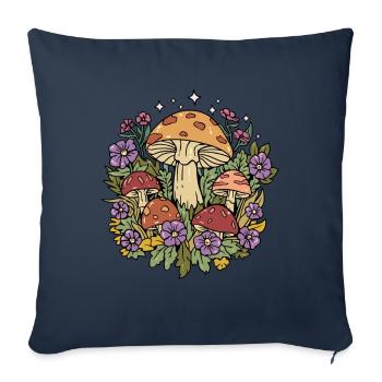 Mushrooms Cottagecore Naturecore - Sofa pillowcase 17,3'' x 17,3'' (45 x 45 cm) - navy - Front
