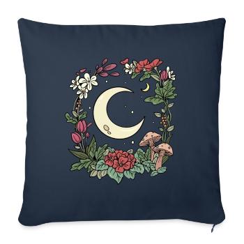 Mushrooms, Moon, Cottagecore, Naturecore - Sofa pillowcase 17,3'' x 17,3'' (45 x 45 cm) - navy - Front