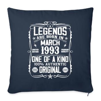 March 1993 Vintage 31 Year Anniversary Gift - Sofa pillowcase 17,3'' x 17,3'' (45 x 45 cm) - navy - Front