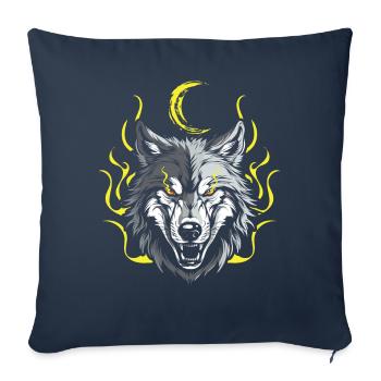 Wolf Mond Phase Lunar Wolf - Sofakissenbezug 45 x 45 cm - Navy - Vorne