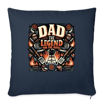Fête des pères Papa la légende sur le gril Papa Papa - Housse de coussin décorative 45 x 45 cm - bleu marine - Devant