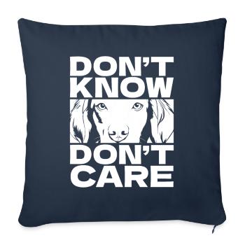 Épagneul breton drôle Je ne sais pas Je m’en fous - Housse de coussin décorative 45 x 45 cm - bleu marine - Devant