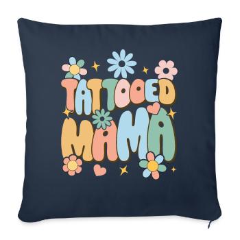 Tatouages Tatouages Encré Maman - Housse de coussin décorative 45 x 45 cm - bleu marine - Devant