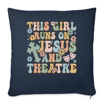 Théâtre Drame Jeu Théâtre Fille - Housse de coussin décorative 45 x 45 cm - bleu marine - Devant