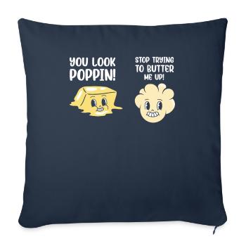Popcorn Kawaii Graphique Poppin Butter Me Up - Housse de coussin décorative 45 x 45 cm - bleu marine - Devant