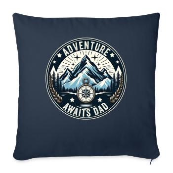 L’aventure de la fête des pères attend papa papa papa - Housse de coussin décorative 45 x 45 cm - bleu marine - Devant