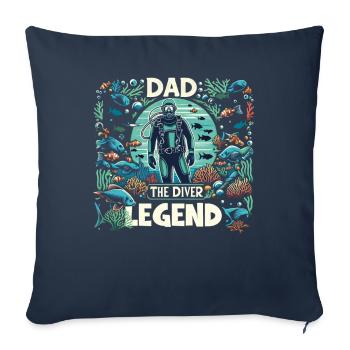 Fête des pères Papa la légende du plongeur Papa Papa plongeur - Housse de coussin décorative 45 x 45 cm - bleu marine - Devant