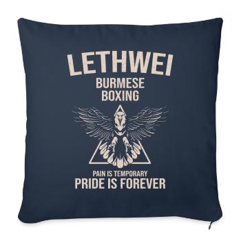 Lethwei Burmese Gift - Sofa pillowcase 17,3'' x 17,3'' (45 x 45 cm) - navy - Front