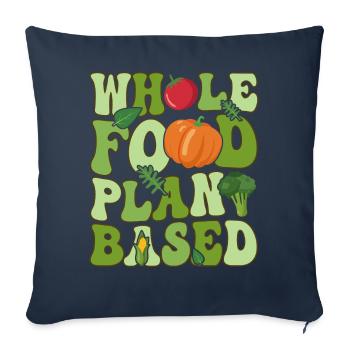 Véganisme végétalien groovy - Housse de coussin décorative 45 x 45 cm - bleu marine - Devant