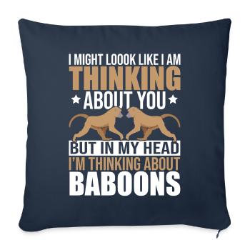 Cadeau pour les amoureux des babouins - Housse de coussin décorative 45 x 45 cm - bleu marine - Devant