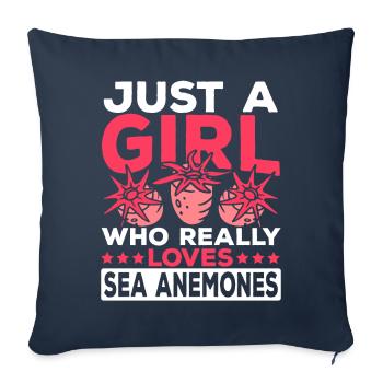 Cadeau d’anémones de mer - Housse de coussin décorative 45 x 45 cm - bleu marine - Devant