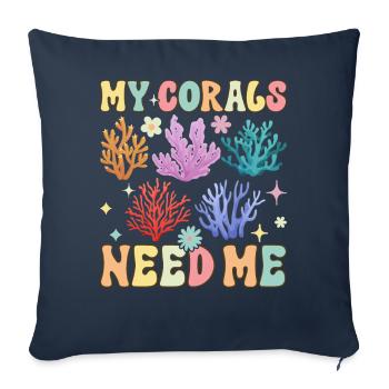 Groovy Coral Reef Korallenriff Aquarium Aquariophile - Housse de coussin décorative 45 x 45 cm - bleu marine - Devant
