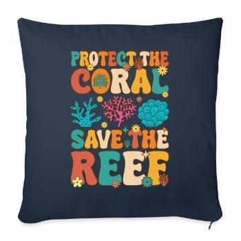 Récif corallien Aquarium de corail - Housse de coussin décorative 45 x 45 cm - bleu marine - Devant