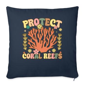 Groovy Coral Aquarium Aquariophile - Housse de coussin décorative 45 x 45 cm - bleu marine - Devant