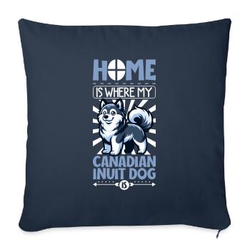 Accueil - Chien esquimau canadien - Housse de coussin décorative 45 x 45 cm - bleu marine - Devant