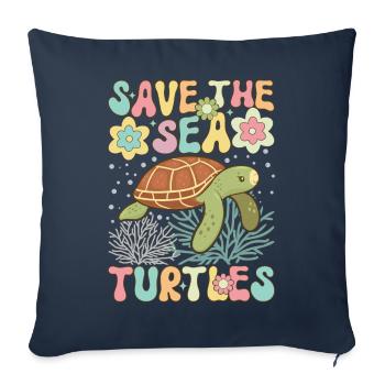 Groovy Turtle Lover - Sofa pillowcase 17,3'' x 17,3'' (45 x 45 cm) - navy - Front