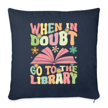 Groovy Book Reader Bibliothécaire - Housse de coussin décorative 45 x 45 cm - bleu marine - Devant