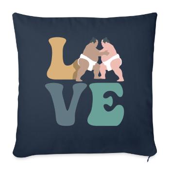 LOVE Sumo Wrestling Japanese Sumo Wrestler - Sofa pillowcase 17,3'' x 17,3'' (45 x 45 cm) - navy - Front