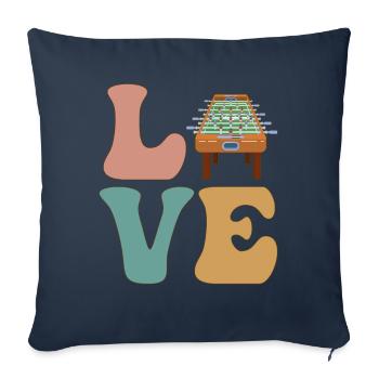 Baby-foot LOVE - Housse de coussin décorative 45 x 45 cm - bleu marine - Devant