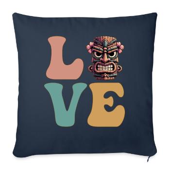 LOVE Tiki Luau Hawaii Tiki-Maske - Sofakissenbezug 45 x 45 cm - Navy - Vorne