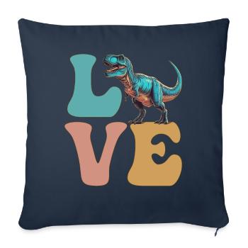 LOVE Trex Tyrannosaurus rex Dinosaure - Housse de coussin décorative 45 x 45 cm - bleu marine - Devant