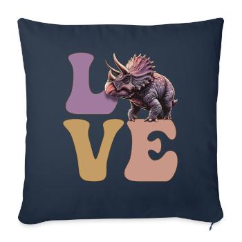 AMOUR Tricératops Dinosaure - Housse de coussin décorative 45 x 45 cm - bleu marine - Devant