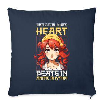 Anime Manga Anime Fille - Housse de coussin décorative 45 x 45 cm - bleu marine - Devant