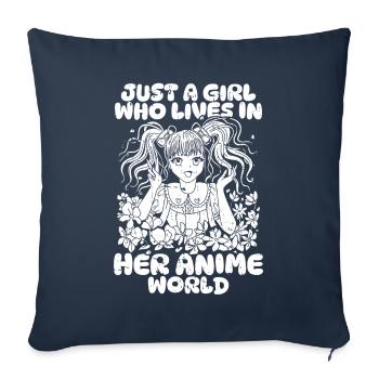 Anime Manga Anime Fille - Housse de coussin décorative 45 x 45 cm - bleu marine - Devant